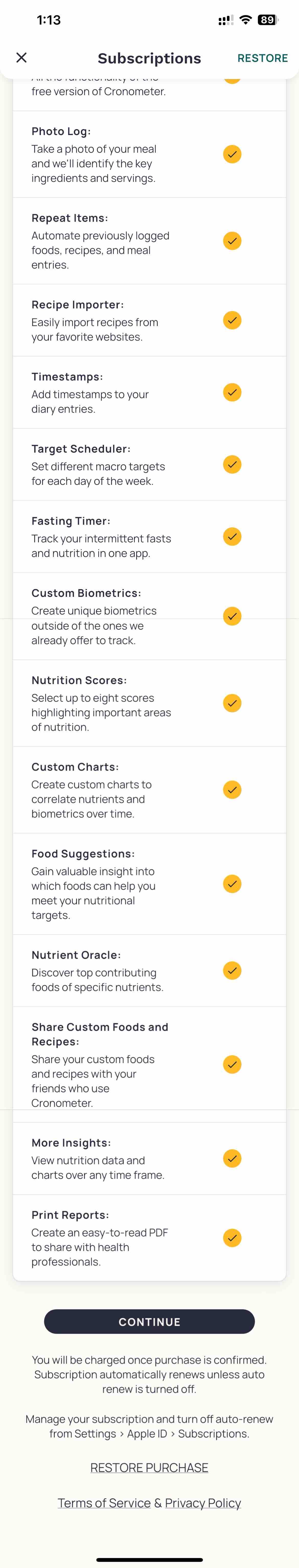 Cronometer: Calorie Counter