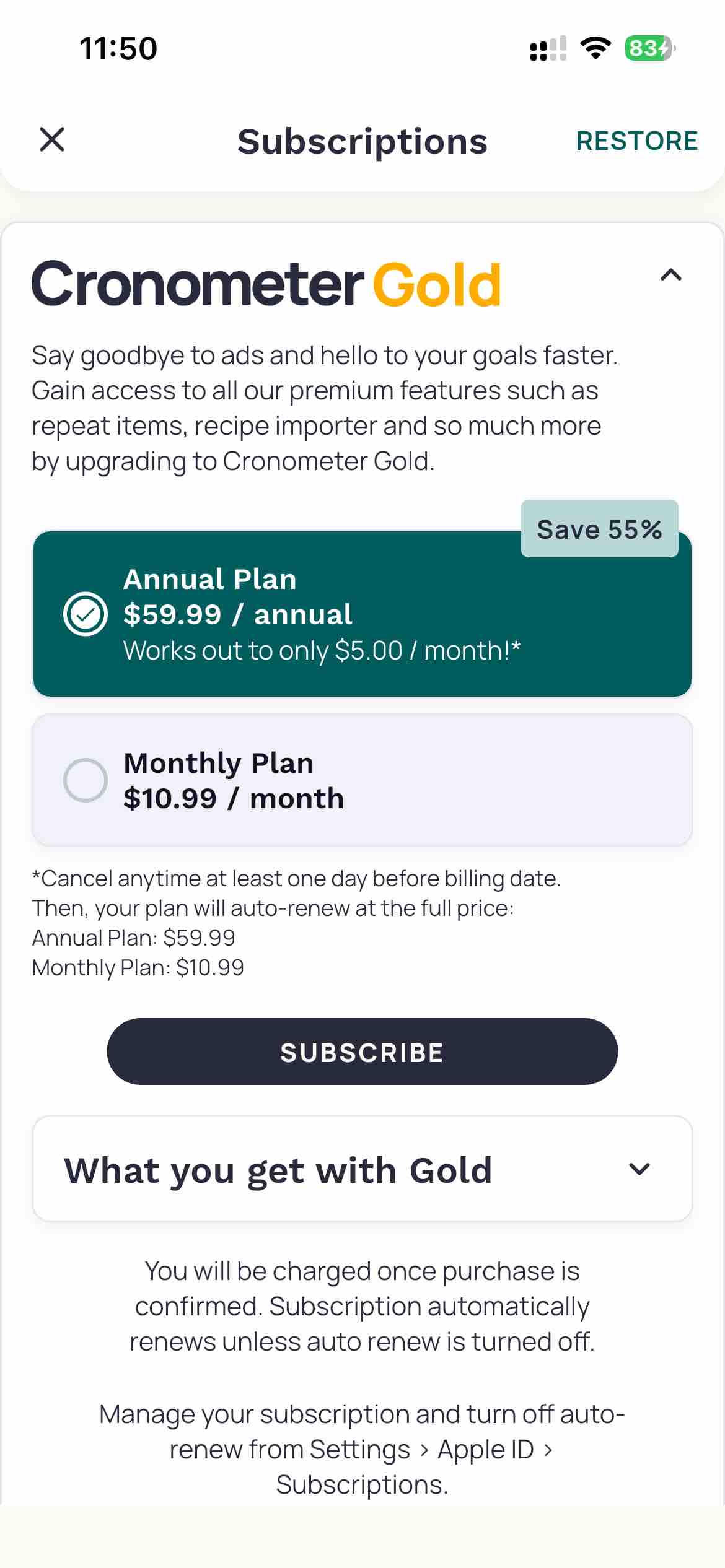 Cronometer: Calorie Counter