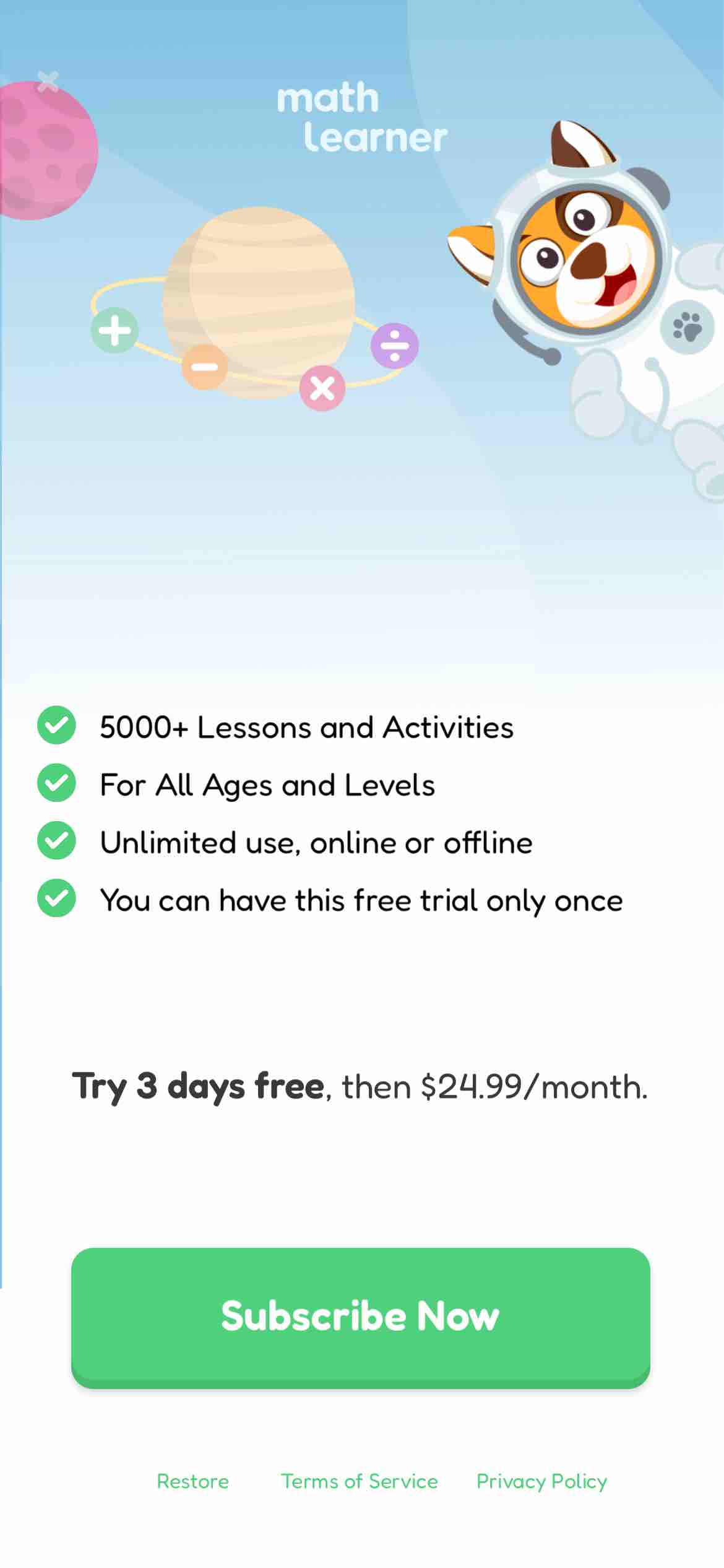 Math Learner: Learning Game