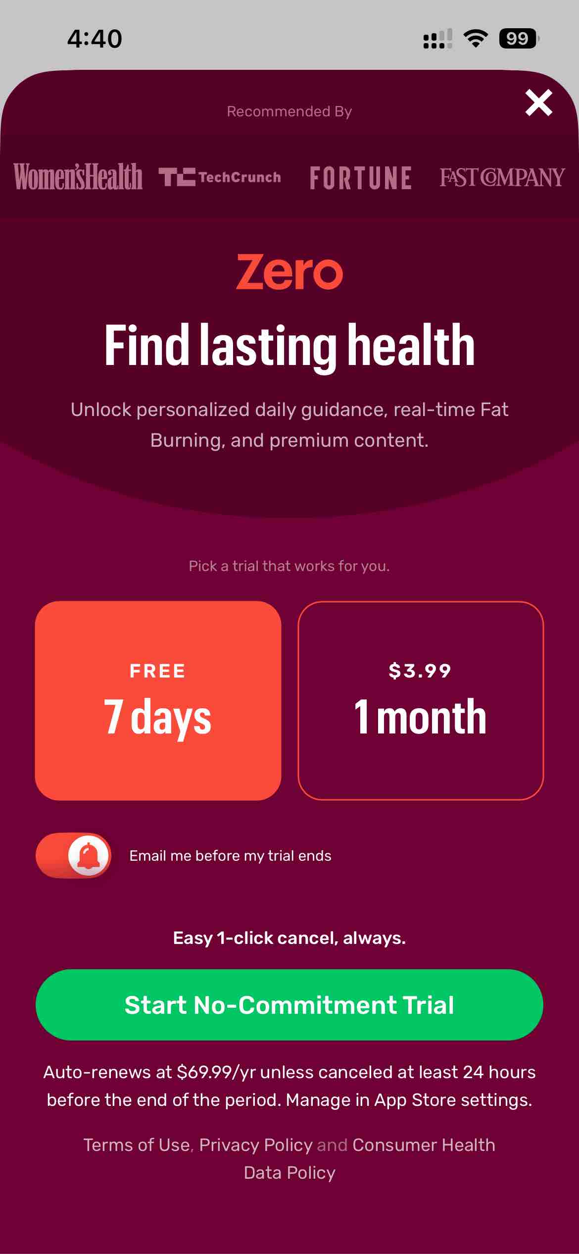 Zero: Fasting & Health Tracker
