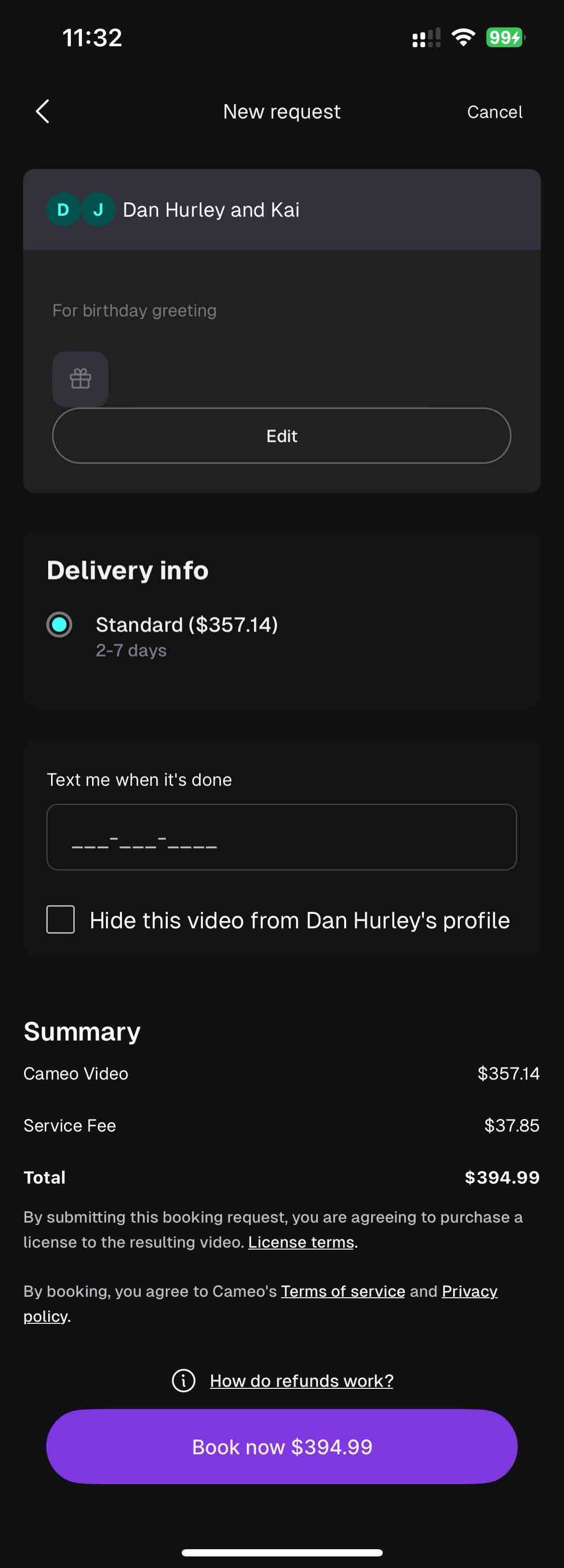 Cameo - Personal celeb videos