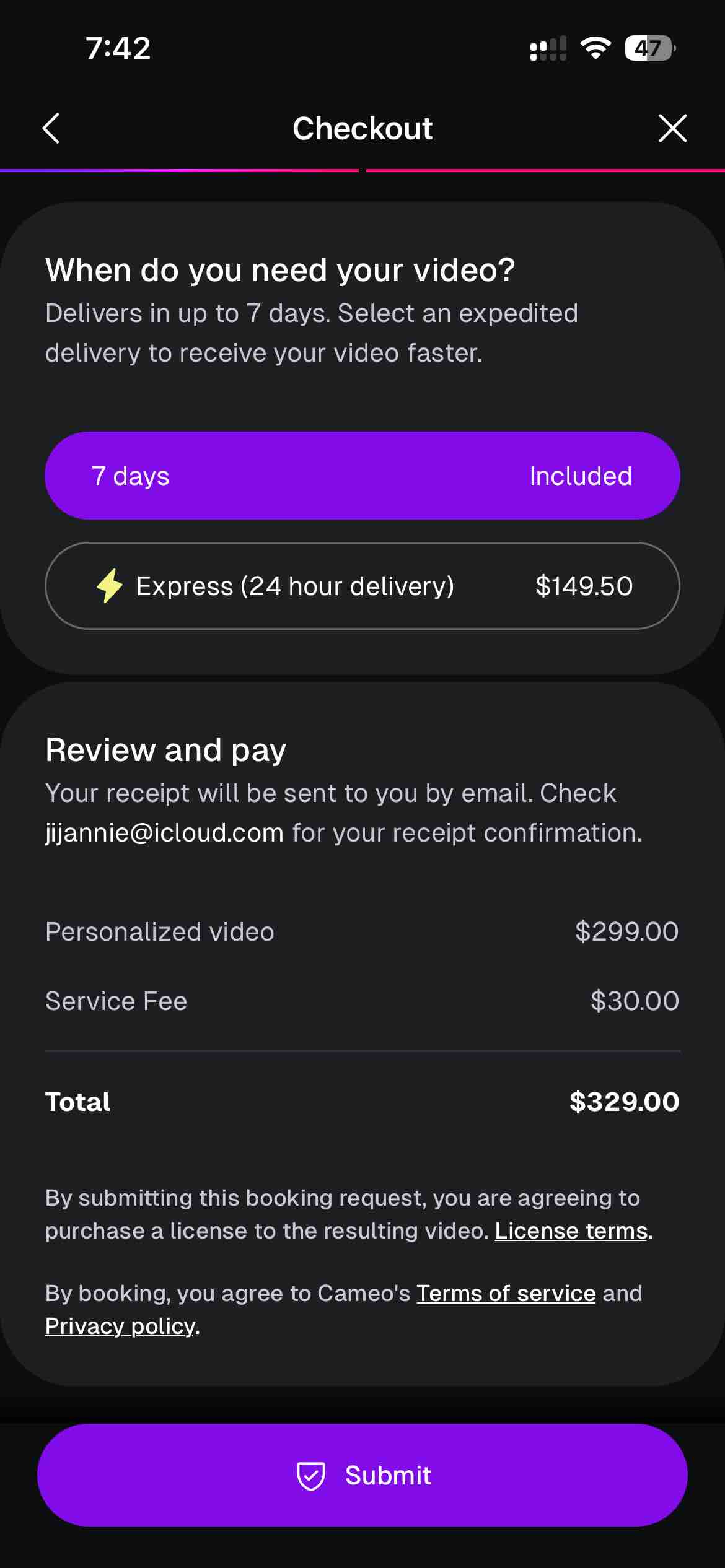 Cameo - Personal celeb videos