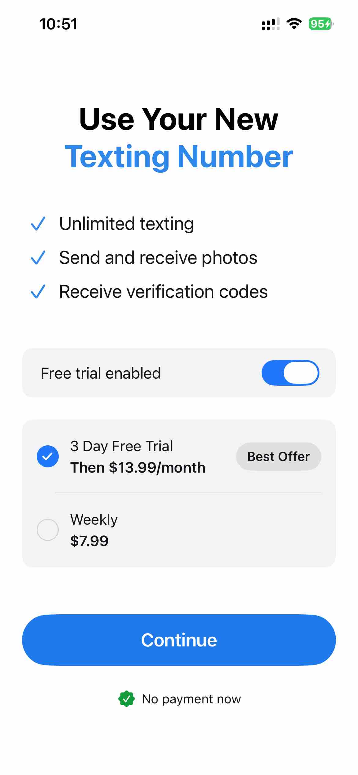 Second Texting Number