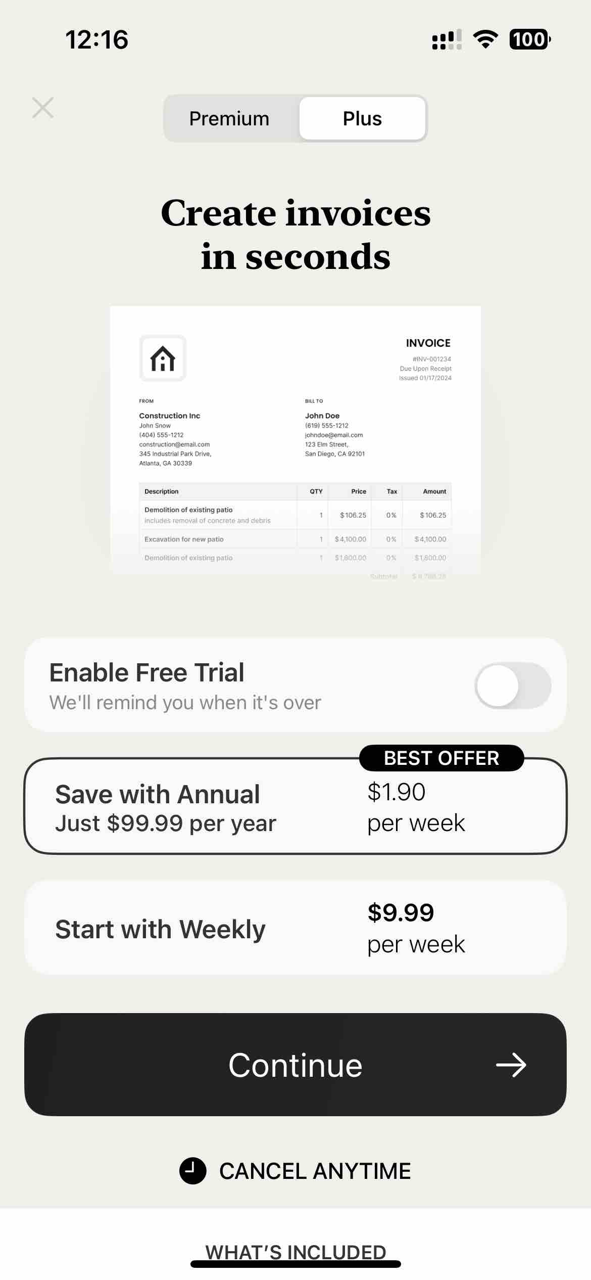 Invoice Maker Tofu & Estimates