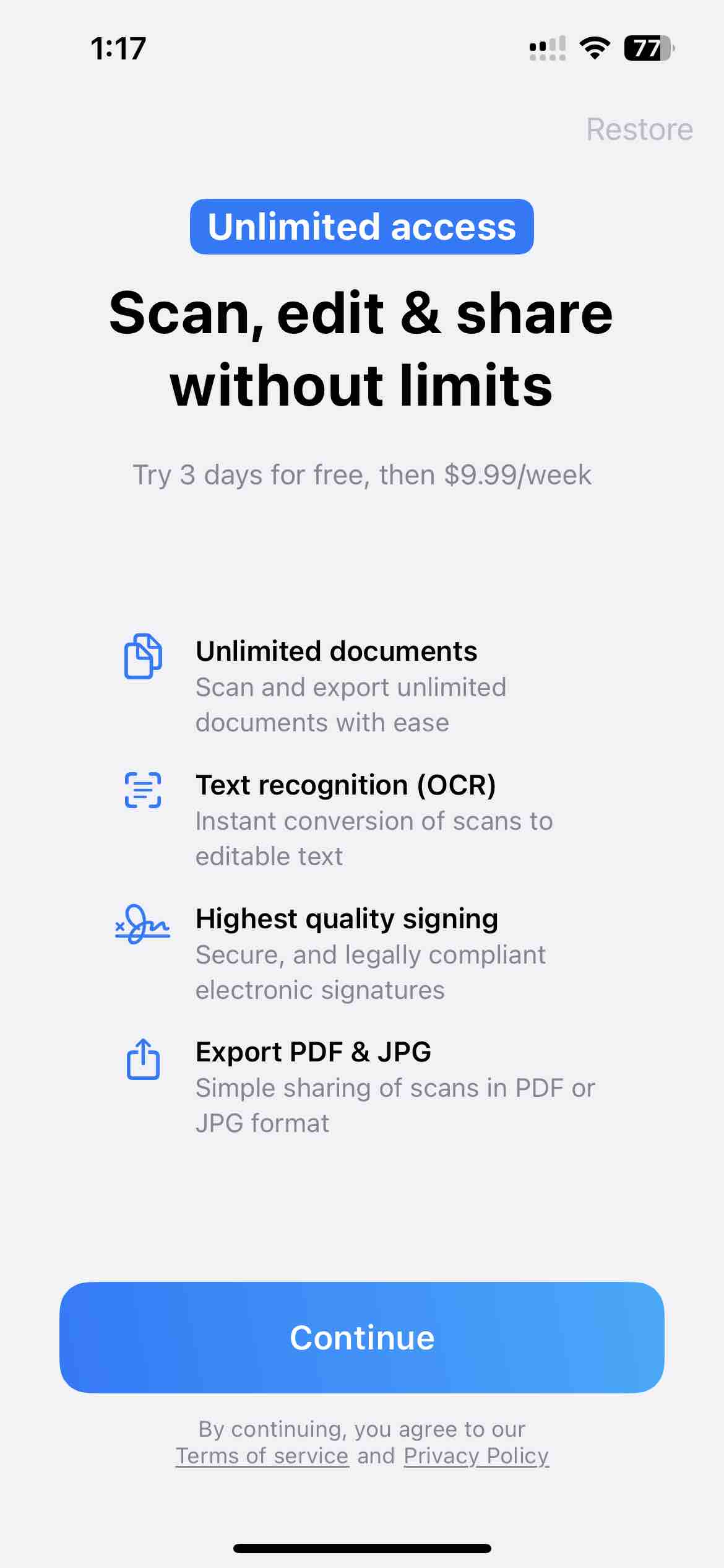 Scanner App. JPG, Photo to PDF