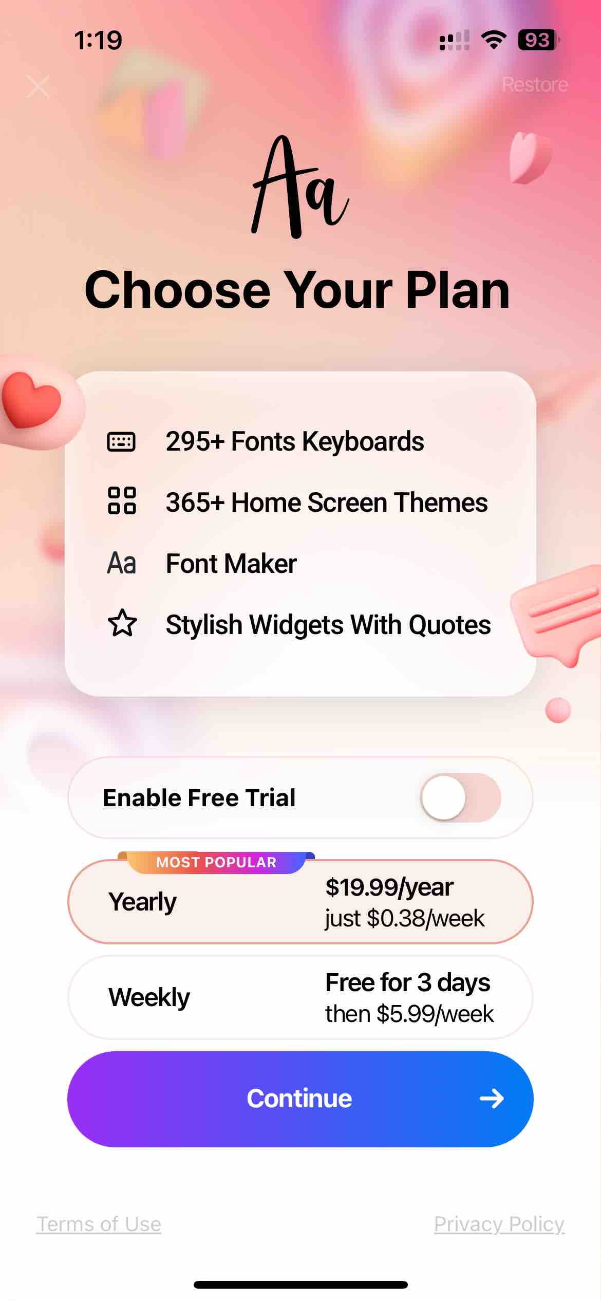 Fonts Art: Keyboard for iPhone