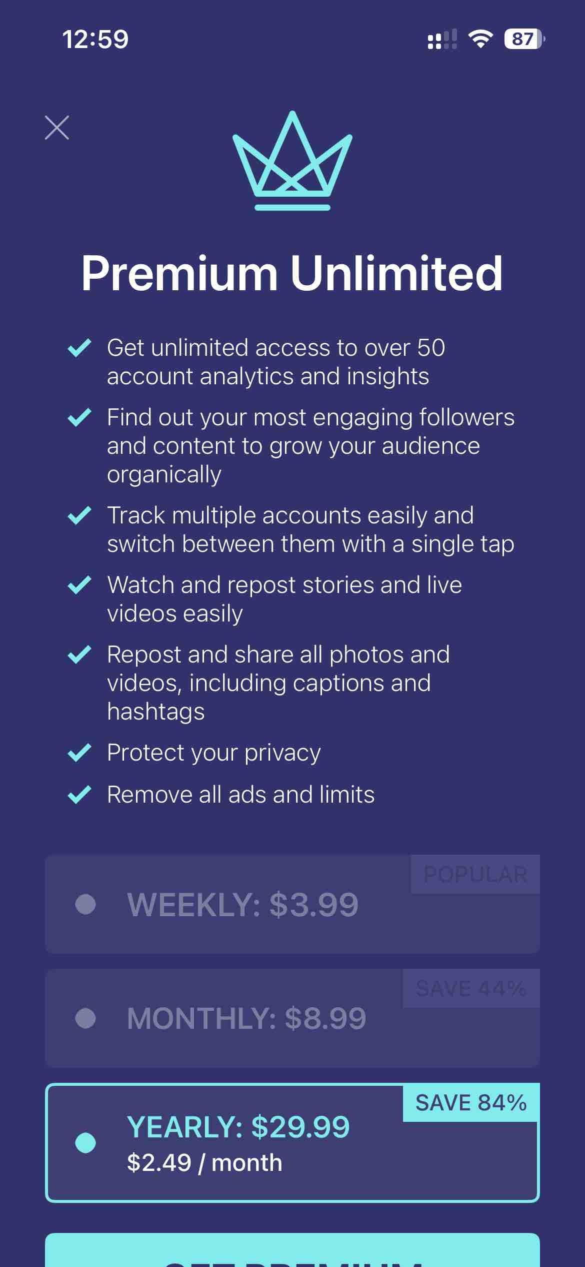 Reports+ Unfollowers Follower