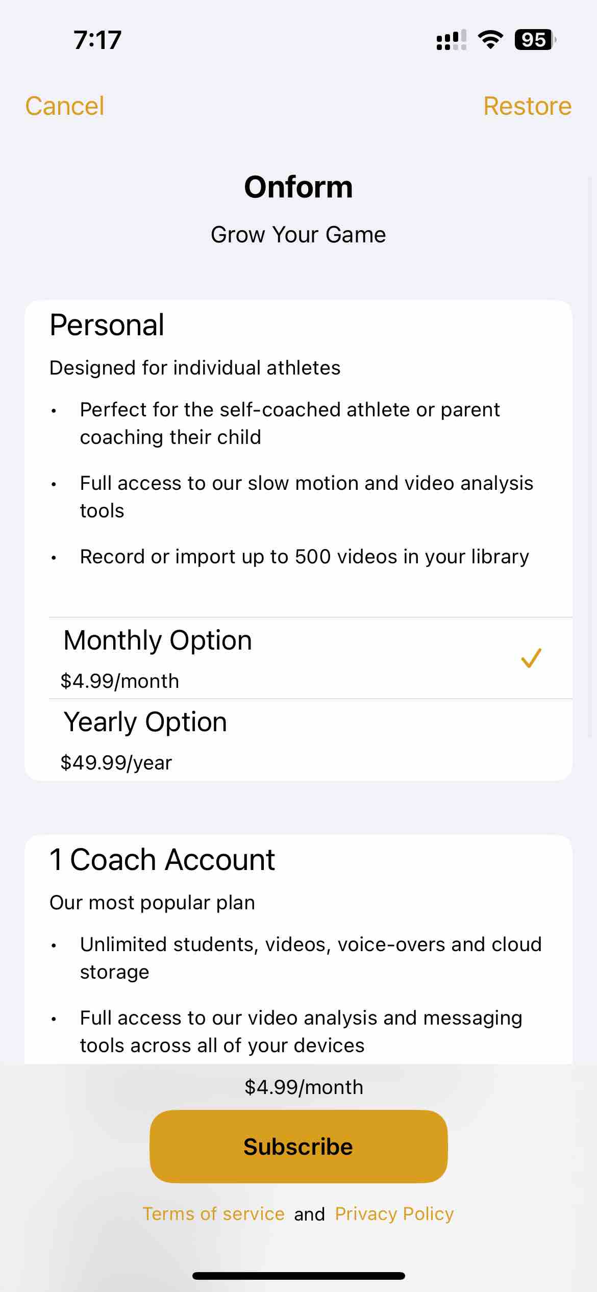 Onform: Video Analysis App