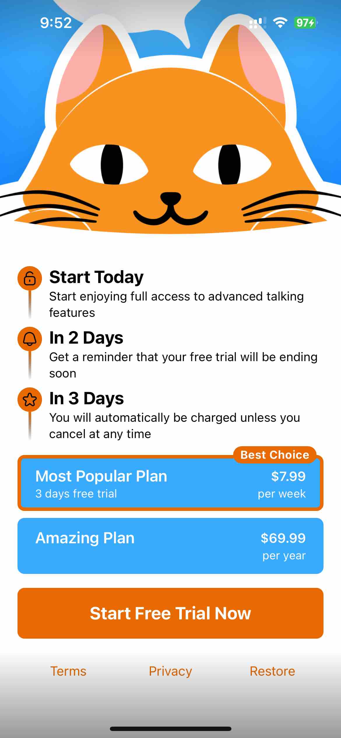 Meowtalk MeowTalk Cat Translator | Paywall Screenshot ($80K/mo)