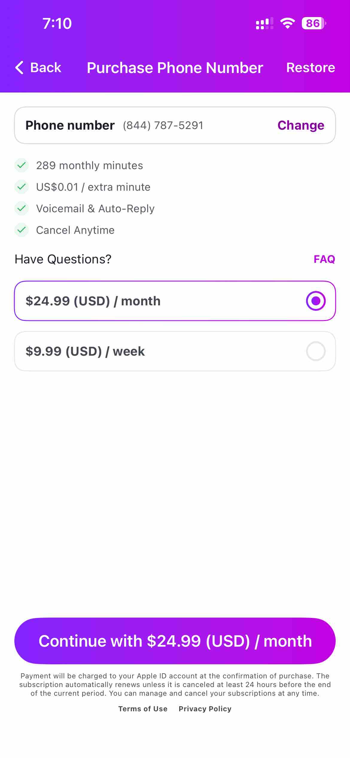 Second Phone Number: Text Call