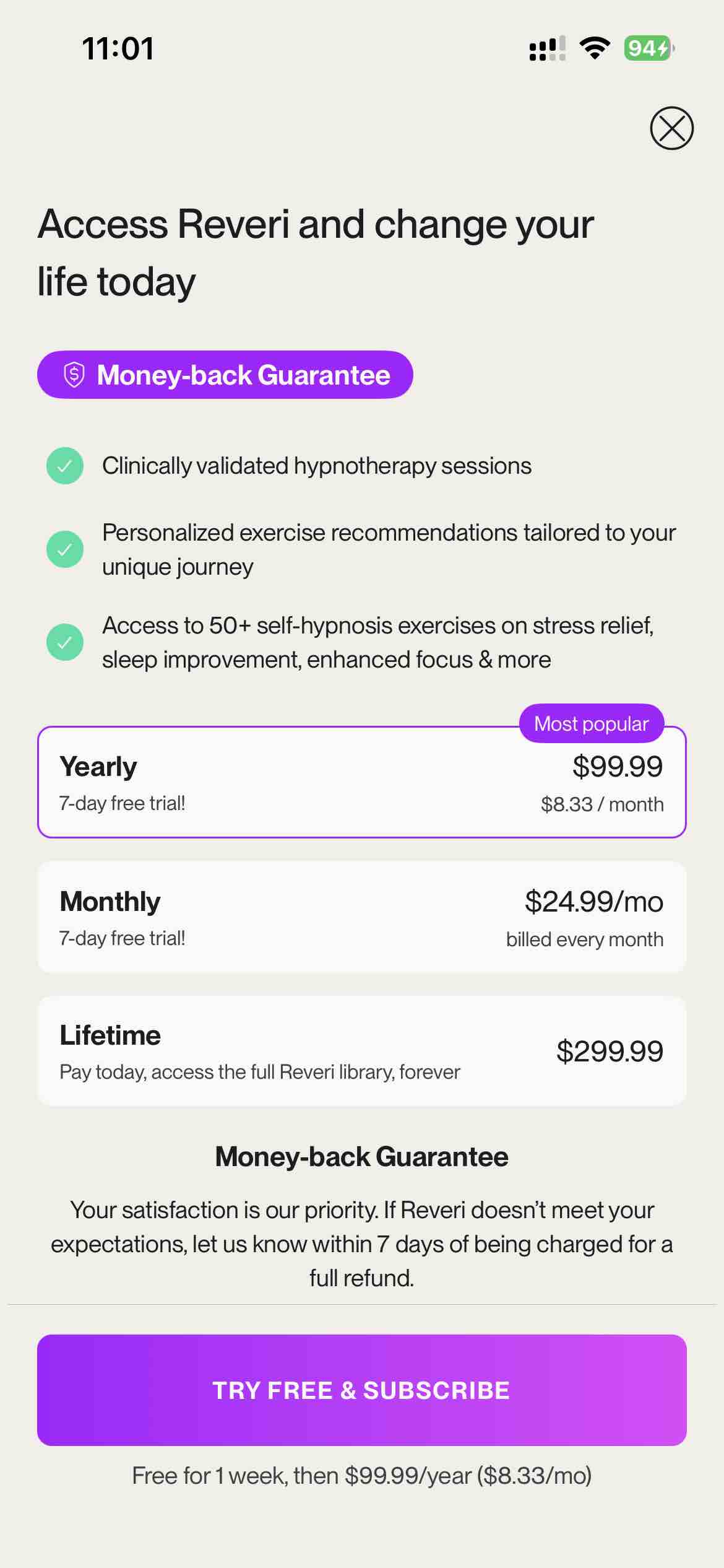 Reveri: Self-hypnosis