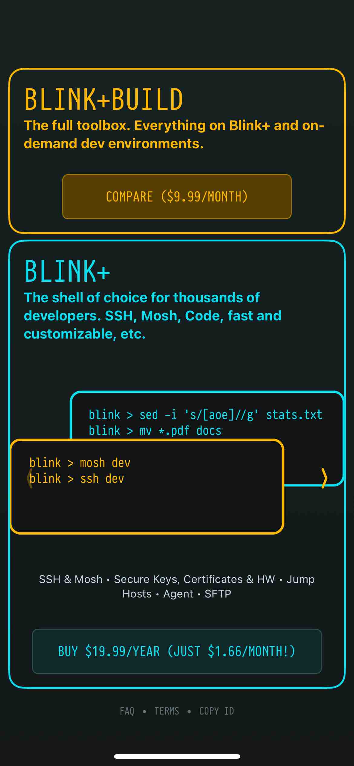 Blink Shell, Build & Code