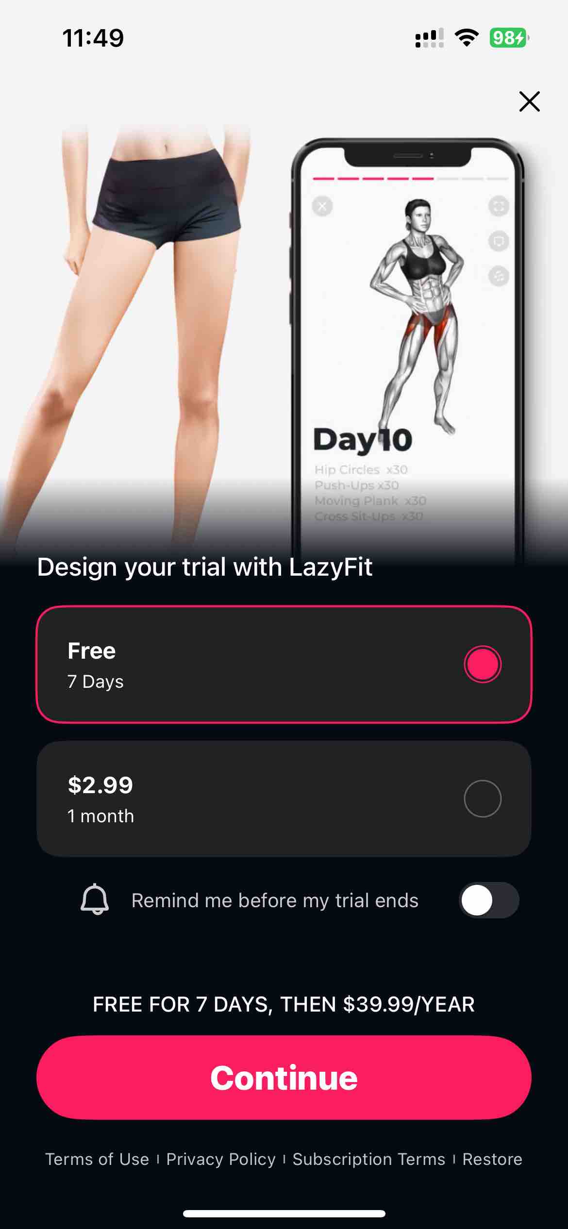 LazyFit: Home Workout Planner