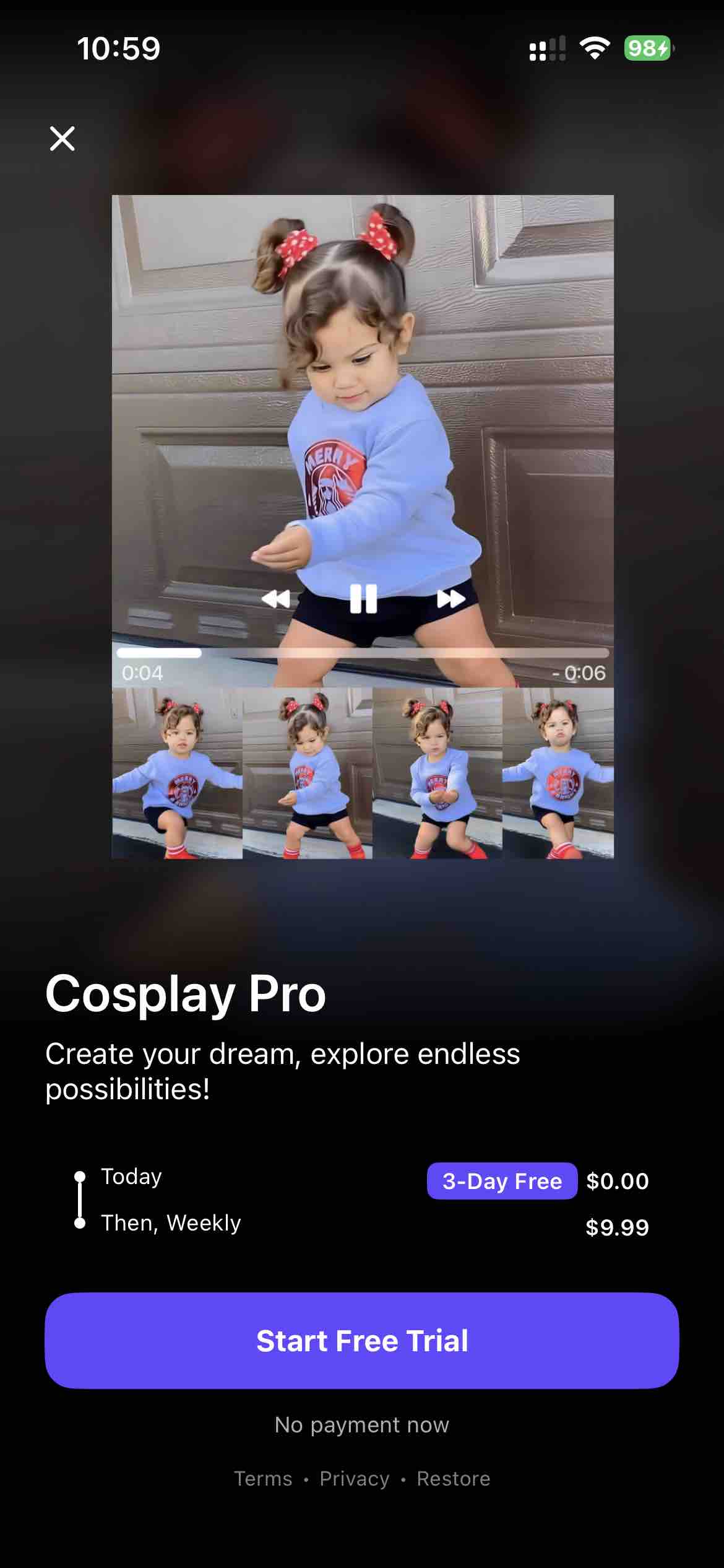 Cosplay: Future Baby Generator