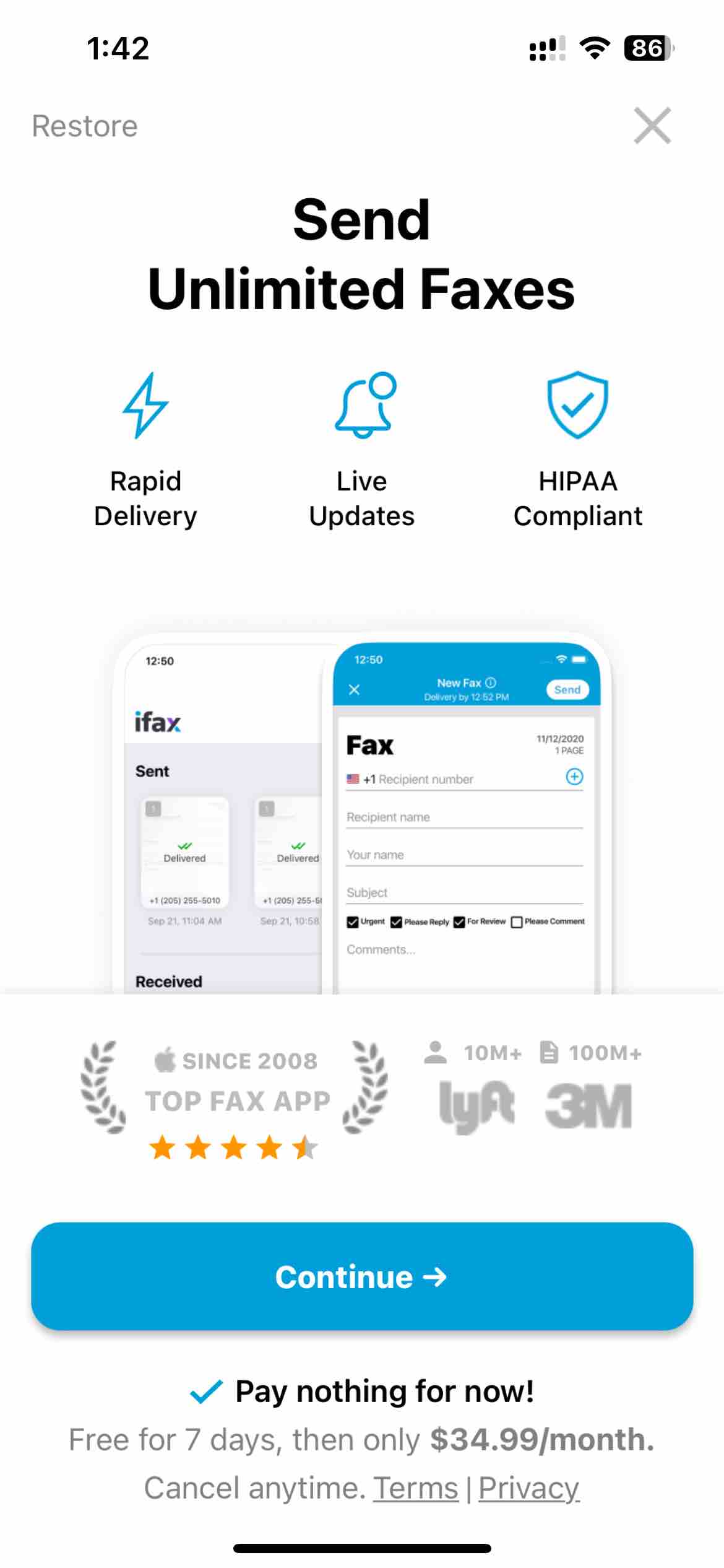 iFax App Send Fax From iPhone