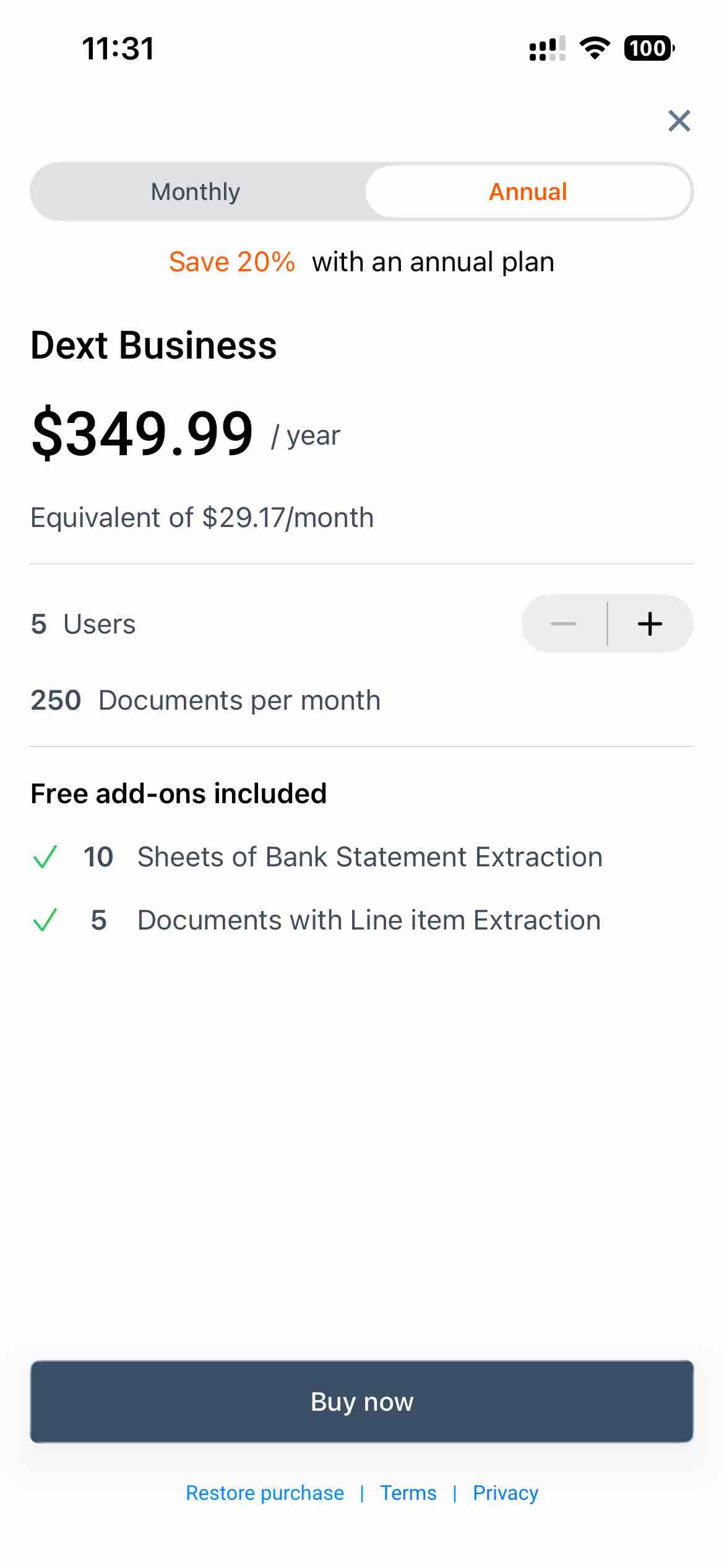 Dext: Expense Tracker App