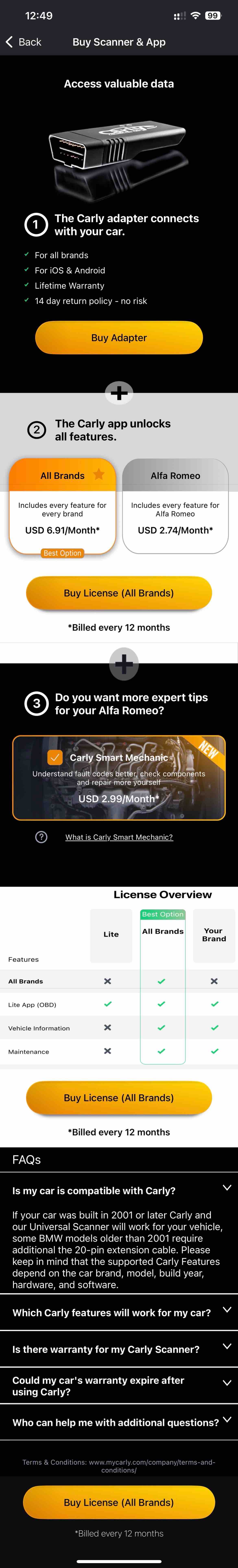 Carly — OBD2 car scanner