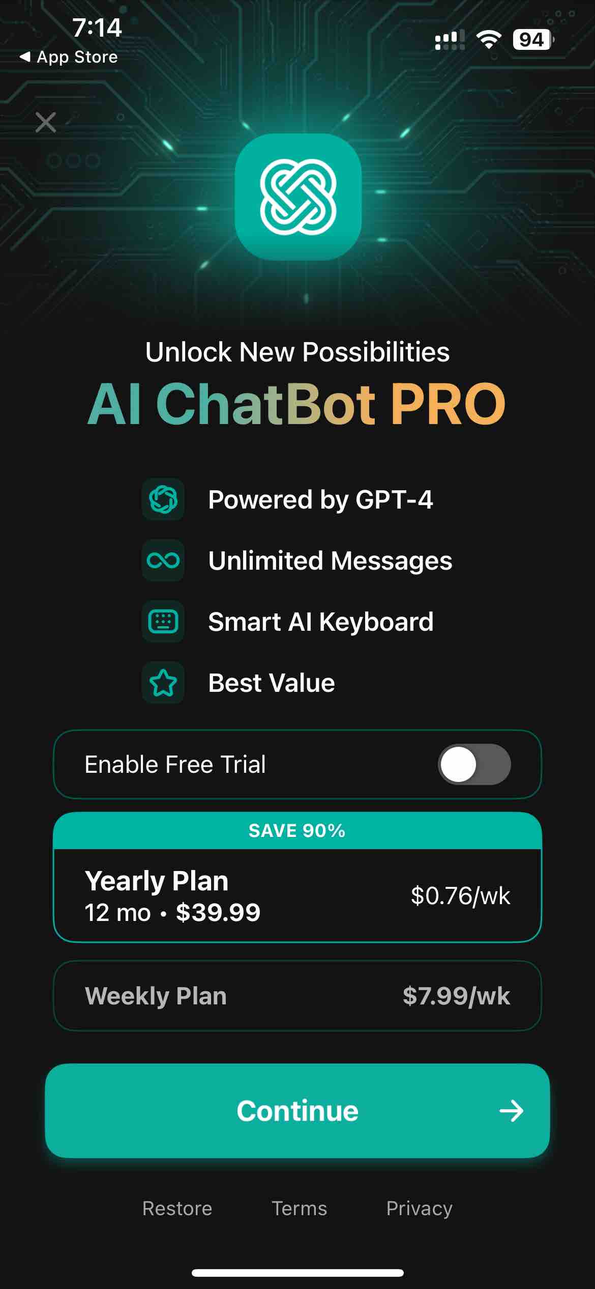 AI Chatbot App with Chat