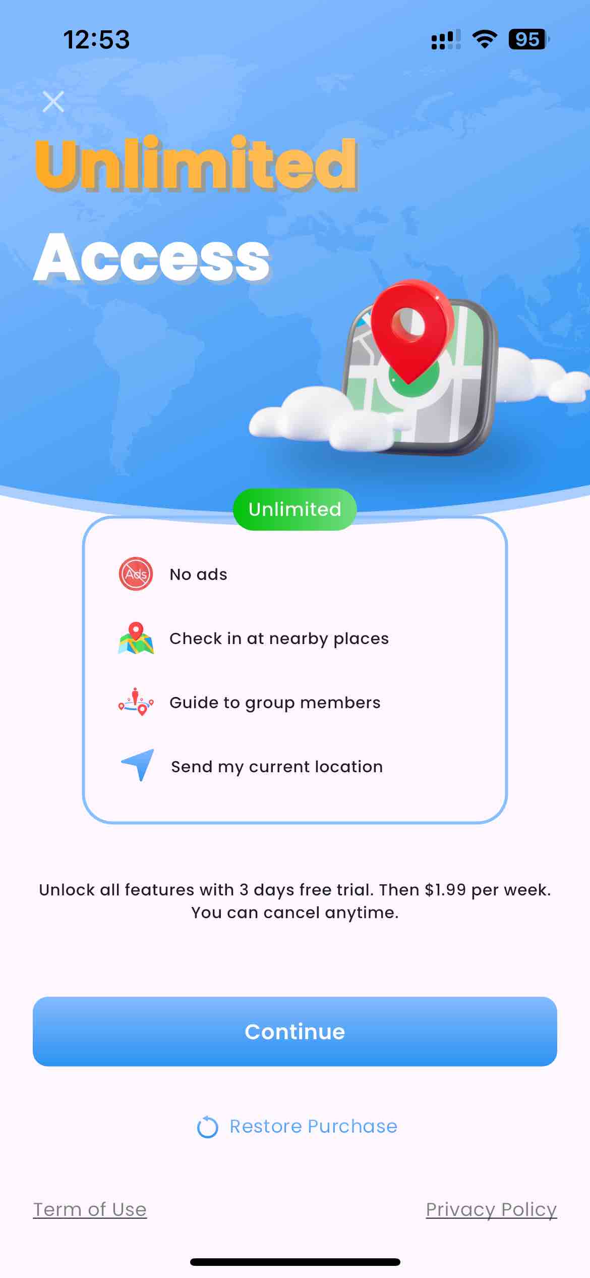 GPS Navigation and GPS Maps | Paywall Screenshot ($1K/mo)