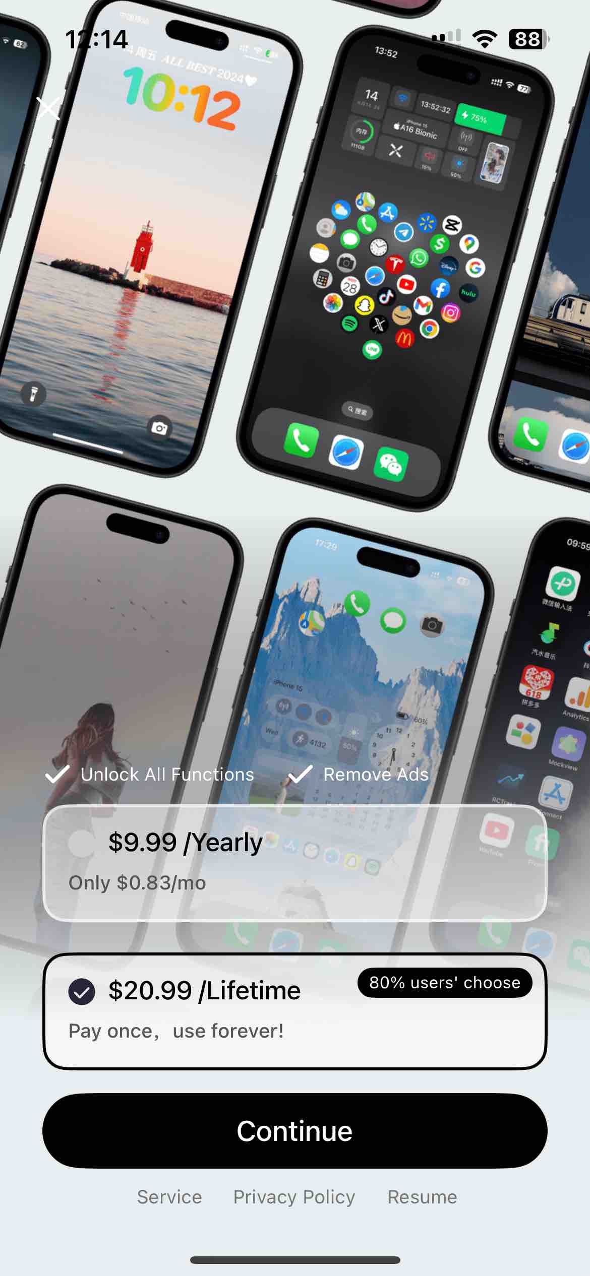 MoYo Widgets：Home/Lock Screen | Paywall Screenshot ($7K/mo)