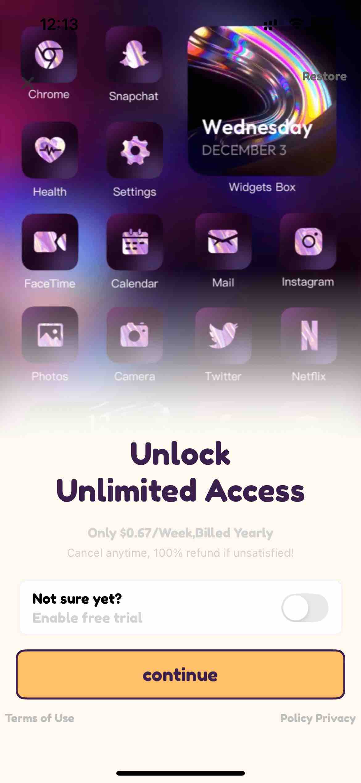 Widgets Box: Theme, Wallpaper