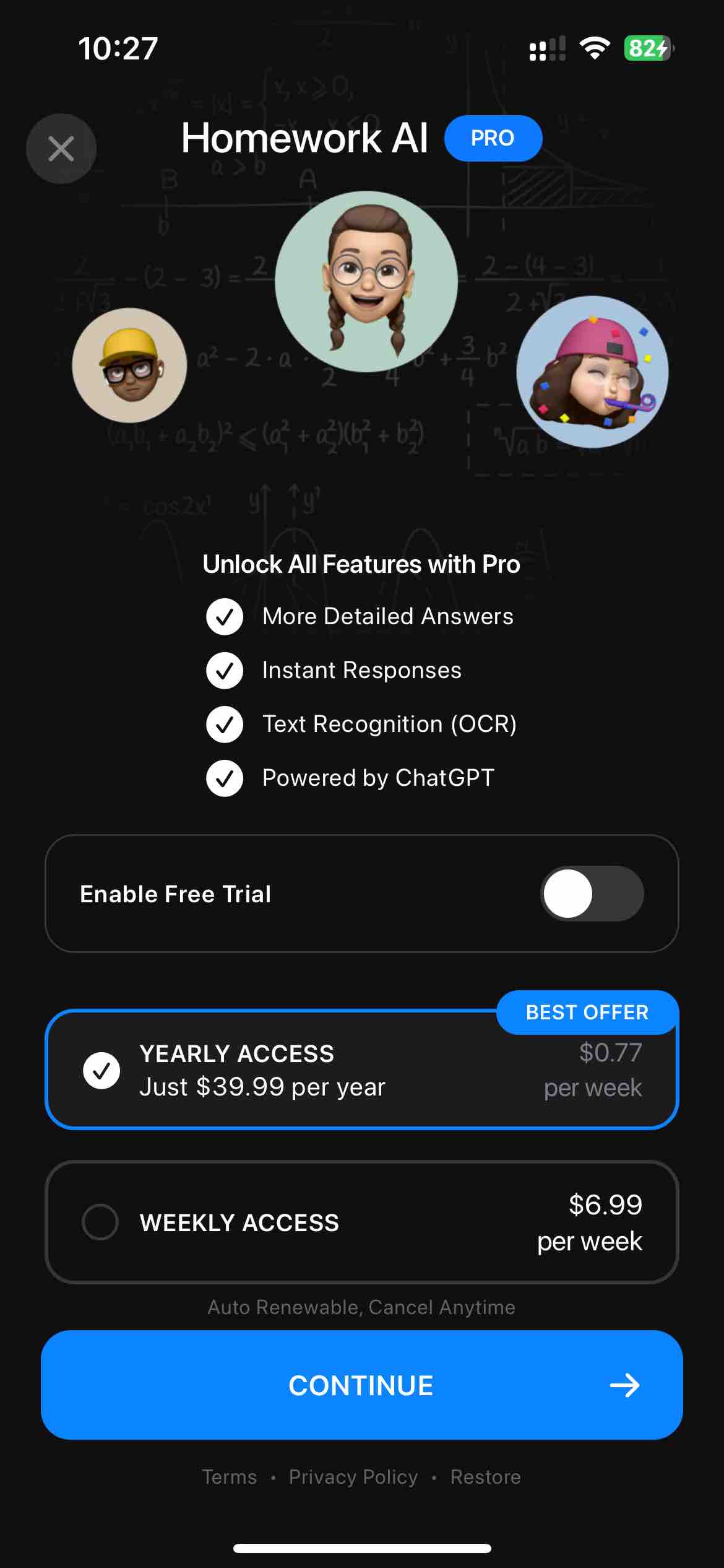 Homework AI - Math & Essay App | Paywall Screenshot ($40K/mo)