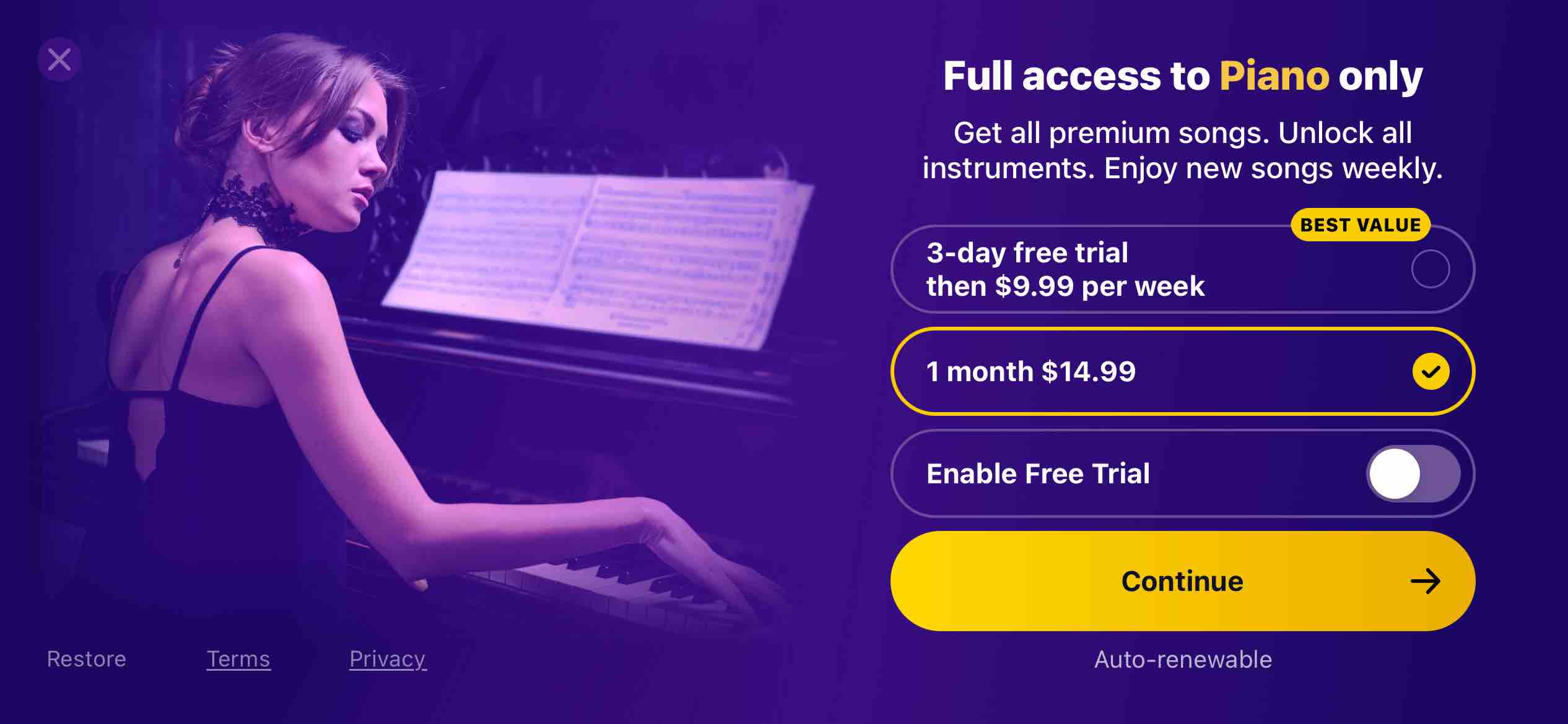 Piano Keyboard & Music Tiles