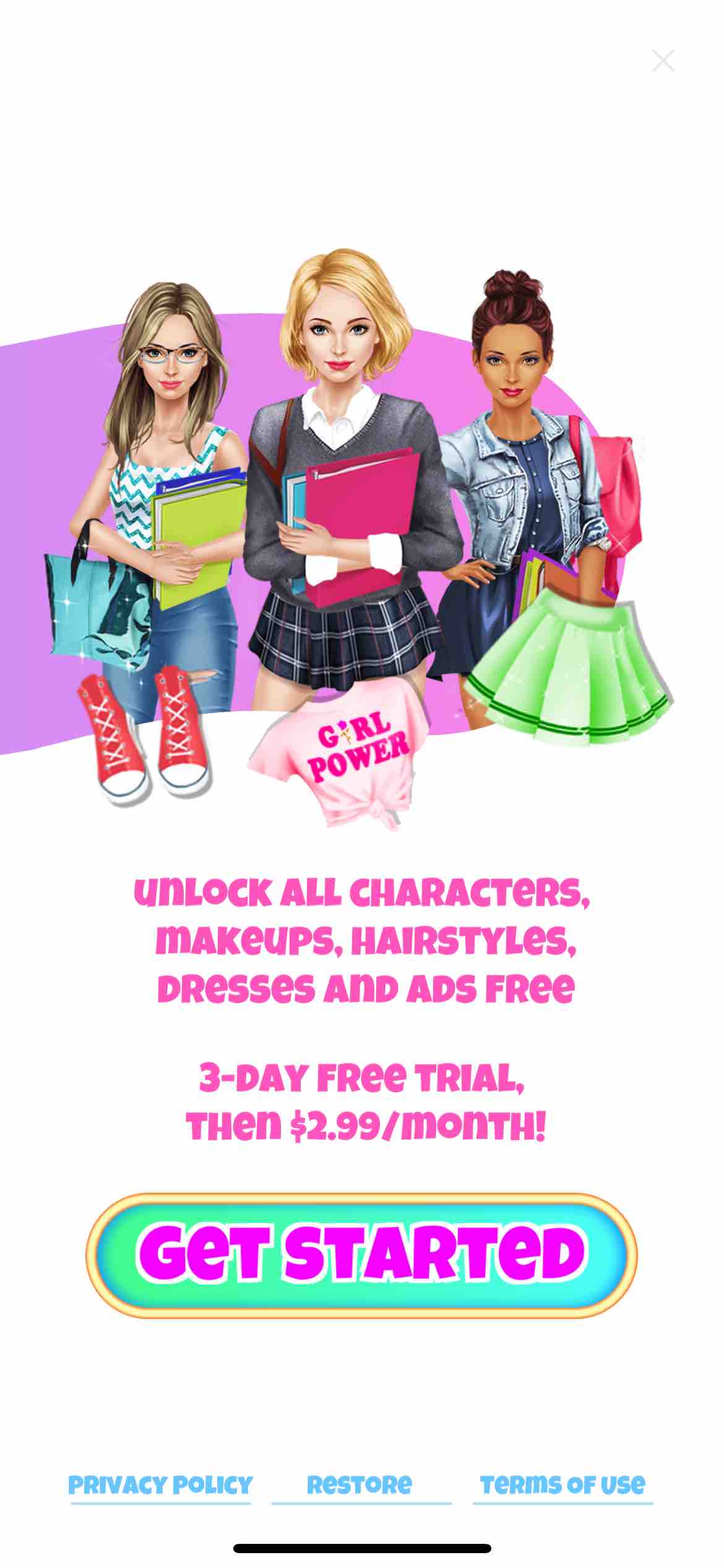 Makeup Games: Back-to-School | Paywall Screenshot ($1K/mo)